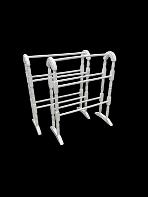 Lot 149 - A pair of white painted towel rails, 79cm...