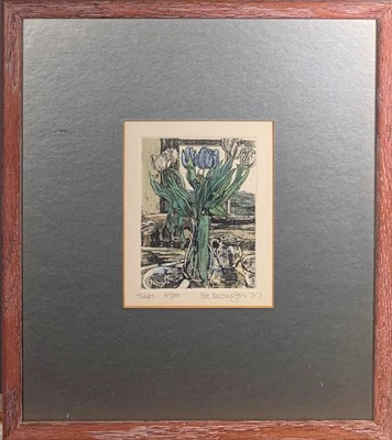 Lot 37 - Sue LEWINGTON (b.1956) 'Tulips' and 'Anemones'...