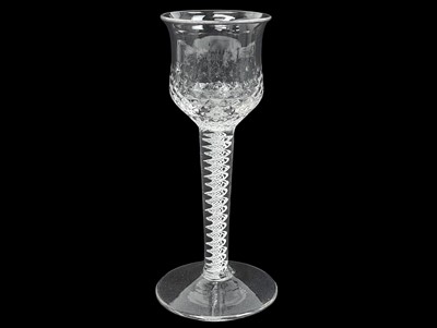 Lot 379 - A George III double series opaque twist wine glass.