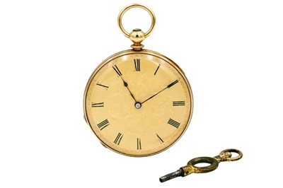 Lot 3 - LOGE GENEVE - An 18ct key wind open face cylinder fob pocket watch.