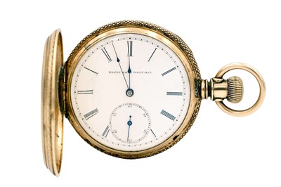 Lot 21 - ELGIN NATIONAL WATCH COMPANY - A gold-plated full hunter crown wind lever pocket watch.