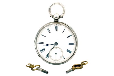 Lot 24 - J. W. BENSON - A silver cased fusee lever key wind pocket watch.