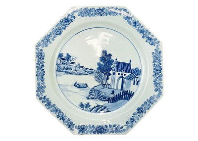 Lot 505 - A Chinese blue and white export octagonal plate.