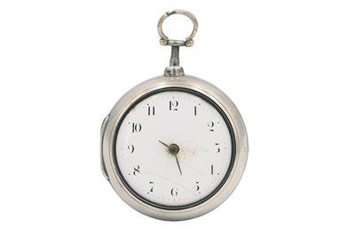 Lot 13 - A George III silver pair case fusee verge pocket watch.