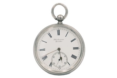 Lot 14 - J. W. BENSON - A 'Ludgate' silver cased key wind open face pocket watch.