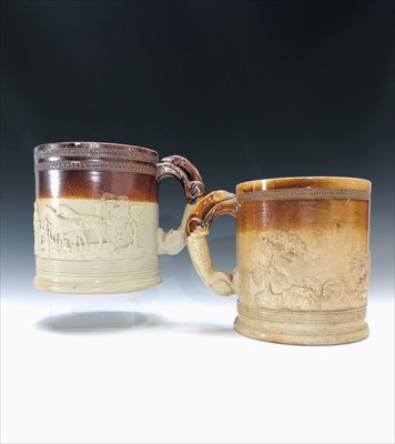 Lot 1025 - A large 19th century saltglazed stoneware mug,...