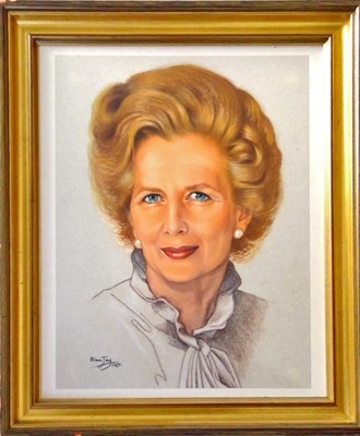 Lot 128 - Brian JAY (1943) Portrait of Margaret Thatcher,...