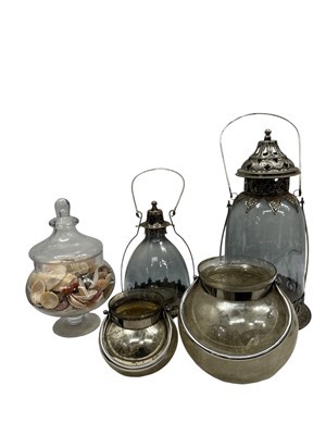 Lot 65 - Glassware, comprising two candle lanterns, a...