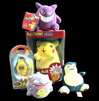 Lot 80 - An electronic Pikachu, three smaller Pokemon,...