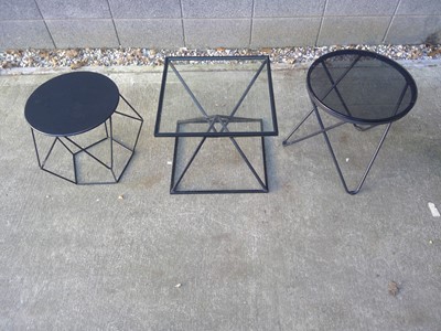 Lot 50 - Three Metal Side Tables. The Square Table...