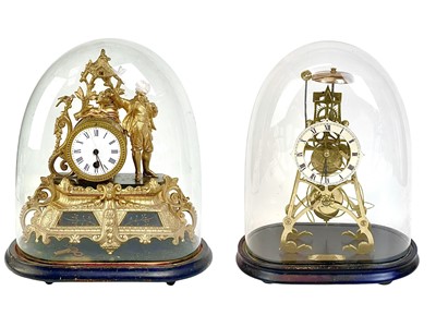 Lot 590 - A late 19th century French gilt brass mantle clock and dome.