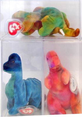 Lot 18 - Three dinosaur TY Beanie Babies from 1995,...