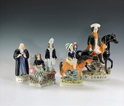 Lot 1026 - Three 19th century Staffordshire flatback...