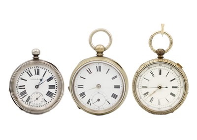 Lot 217 - A selection of three key-wind open face pocket watches for repair or spares.