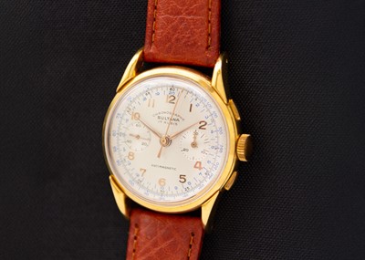 Lot 128 - SULTANA - A chronograph gold-plated gentleman's manual wind wristwatch.