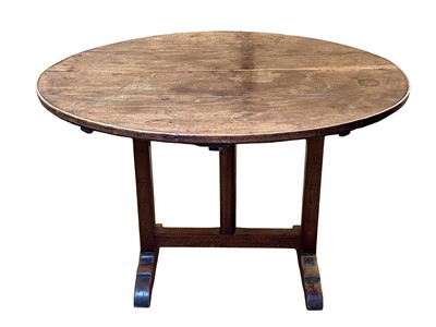 Lot 1183 - A French walnut, fruitwood, and pine Vendange or wine tasting table.