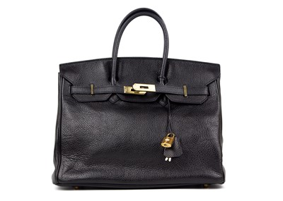 Lot 302 - HERMES - A Birkin 35 black Togo leather retourne handbag, circa 2010