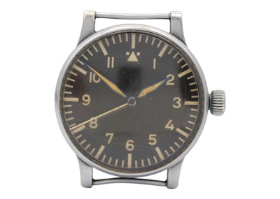 Lot 95 - WEMPE - A rare WWII Luftwaffe B-Uhr oversized manual wind wristwatch.