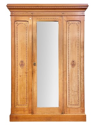 Lot 645 - A Victorian walnut and inlaid Aesthetic movement wardrobe.