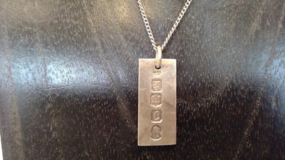 Lot 37 - A sterling silver ingot necklace, hallmarked...