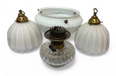 Lot 102 - A pair of opaque glass lampshades.