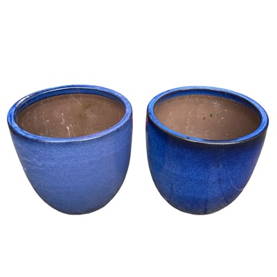 Lot 99 - Two Blue Glazed Ceramic Planters. 37cm High x...