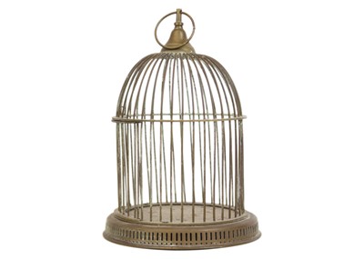 Lot 112 - A hanging brass bird cage.