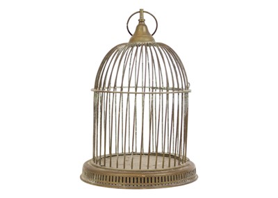 Lot 112 - A hanging brass bird cage.