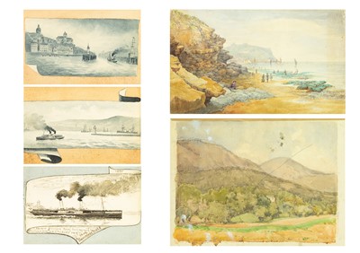 Lot 230 - Three monochrome ink and wash drawings of steamships.