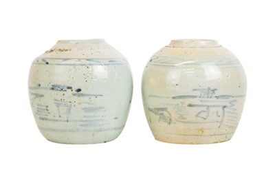 Lot 496 - Two Chinese provincial blue and white ginger jars.