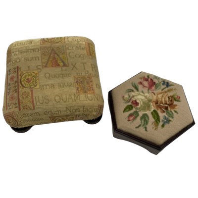 Lot 113 - Two Upholstered Footstools. The largest is...