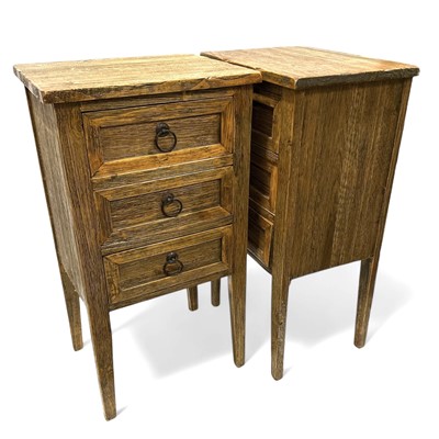 Lot 45 - A pair of three-drawer bedside cabinets in...