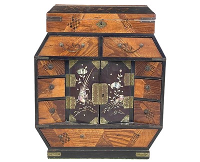 Lot 491 - A Japanese marquetry and inlaid table cabinet.