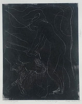 Lot 42 - Rose HILTON (1931-2019) Woman and Dog Monotype...