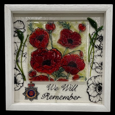 Lot 172 - A Framed Glass Poppy Plaque with a raised...