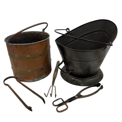 Lot 180 - Two Coal Buckets one Tin and one Copper with...