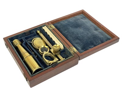 Lot 232 - A Cary, London brass pocket or travelling compound microscope.