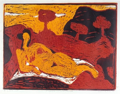 Lot 47 - Rose HILTON (1931-2019) Figure in Landscape...