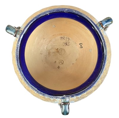 Lot 366 - A pair of Royal Doulton stoneware cauldron vases.