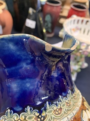 Lot 366 - A pair of Royal Doulton stoneware cauldron vases.