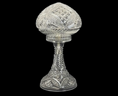 Lot 358 - A cut glass table lamp and mushroom shade.