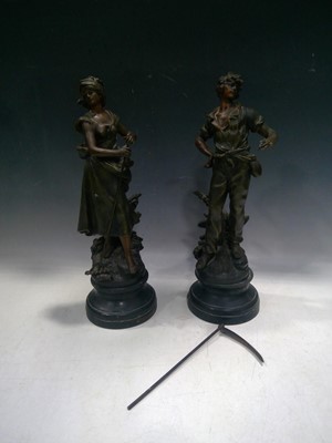 Lot 192 - Two Spelter Figures. After Auguste Moreau, the...