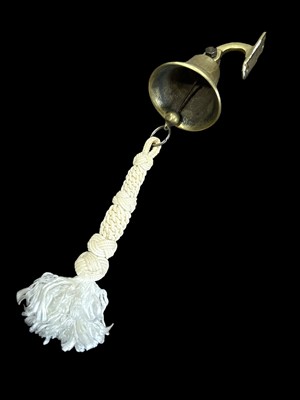 Lot 226 - A brass doorbell with a nice tiller tassel a...