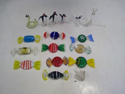 Lot 225 - Ten, vintage Murano Sweets, Three Penguins, a...