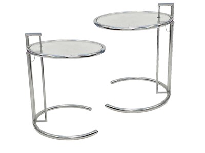 Lot 1116 - Eileen Gray, A pair of chrome and glass E1027 tables.