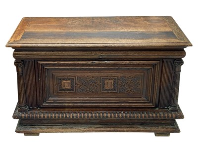 Lot 1157 - A French oak coffer.