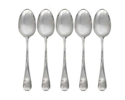 Lot 33 - A Victorian silver set of four OE pattern tables spoons by Josiah Williams & Co.