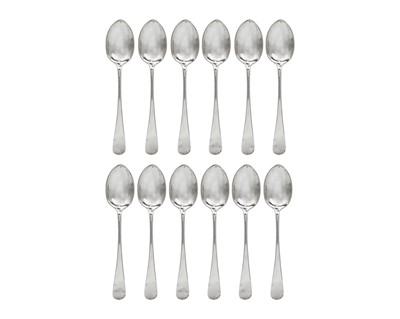 Lot 51 - An Edwardian Scottish silver set of eleven OE pattern teaspoons by Lawson & Co.