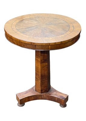 Lot 684 - An early Victorian yew veneered parquetry circular table.