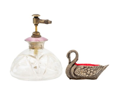 Lot 262 - An Edwardian silver swan pin cushion by Levi & Salaman.